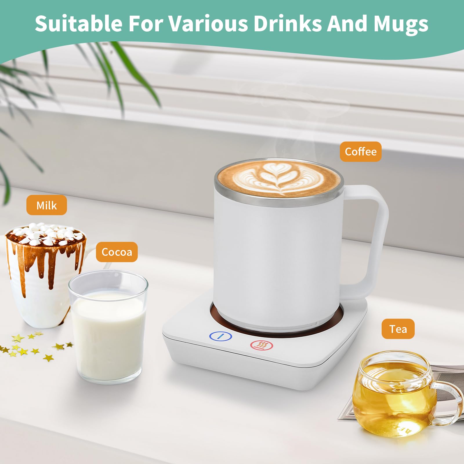 VOBAGA Imitation Wood Grain Coffee Cup Warmer & Mug Warmer for Desk, Electric Coffee Warmer Plate with 3-Temp Settings for Tea, Cocoa, Milk with Auto Shut Off After 4 Hours, Coffee Gifts for Women Men
