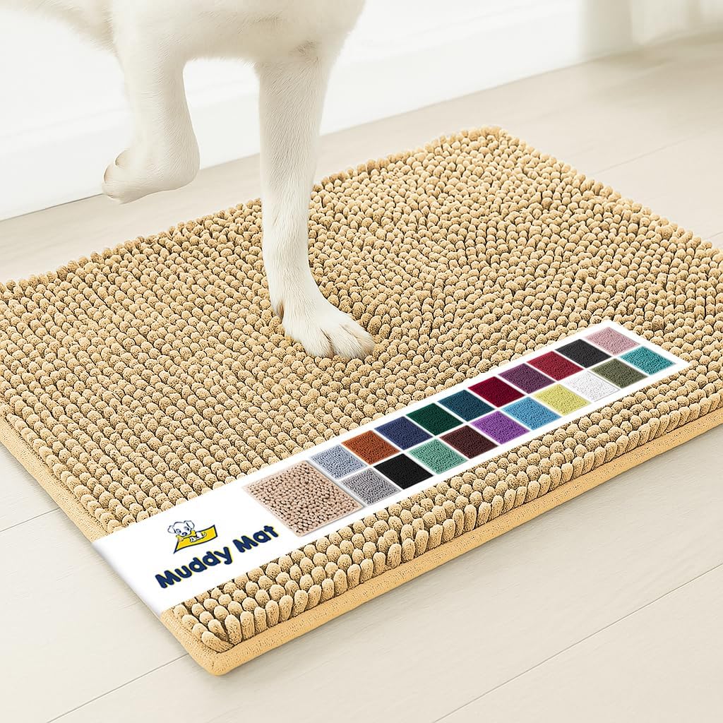 Muddy Mat® | Super Absorbent Door Mat Indoor, Microfiber Quick Dry Chenille Entryway Rug, Non-Slip Front Door Mat, Indoor Mats for Entryway, Machine Washable Pet Rug, Grey 30"x19"