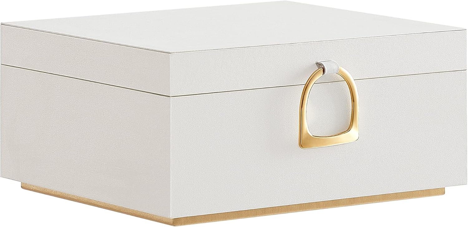 SONGMICS 2-Layer Jewelry Box, Jewelry Organizer with Handle, Removable Jewelry Tray, Jewelry Storage, Floating Effect, 8.1 x 9.4 x 4.3 Inches, Gift Idea, White UJBC165W01