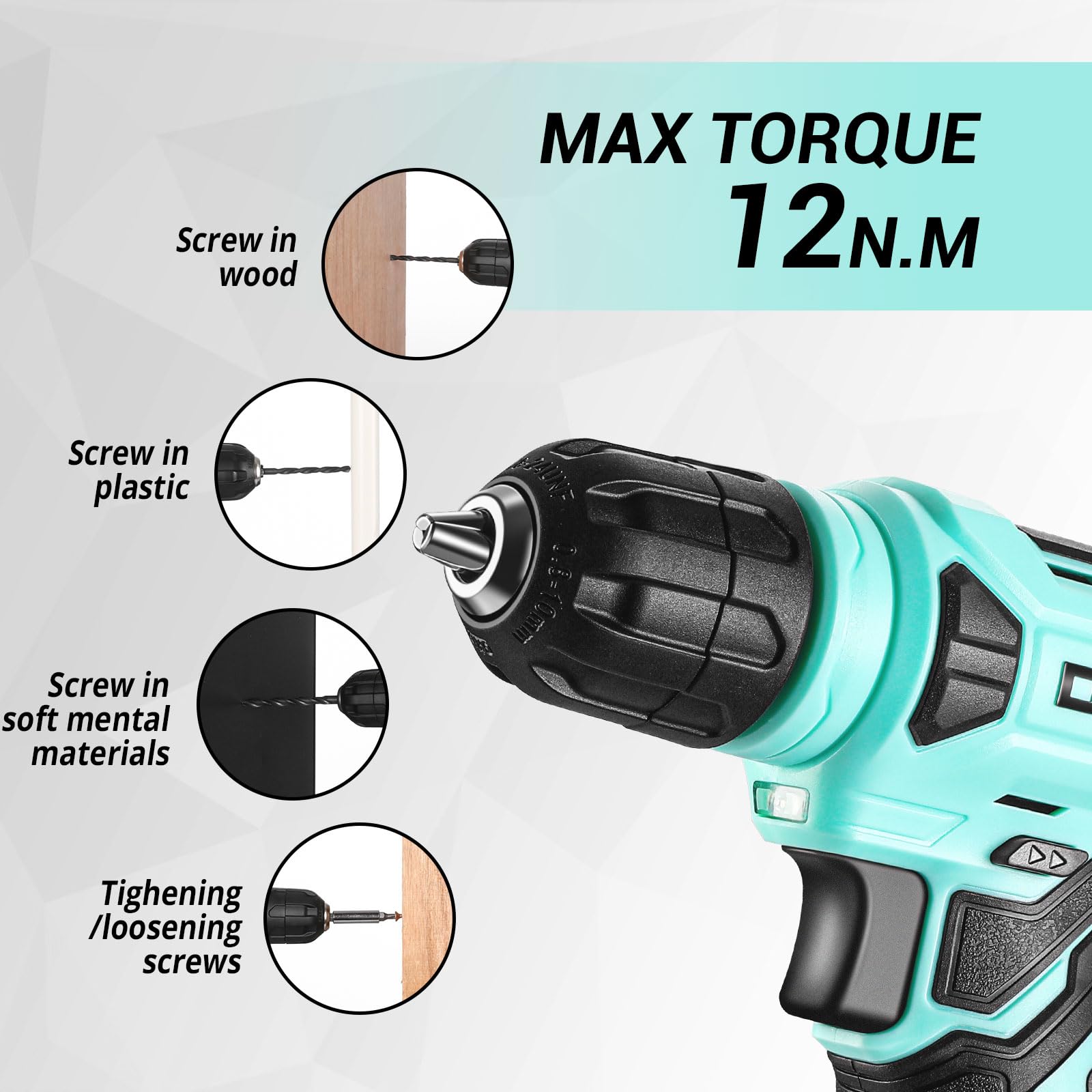 DEKOPRO Tool Set：Tool Kit with 8V Cordless Drill,Tool Box with Drill,Hand Drill Set for Men & Women,Home Tool Kits for House Repair,Handyman,DIY 126 Piece