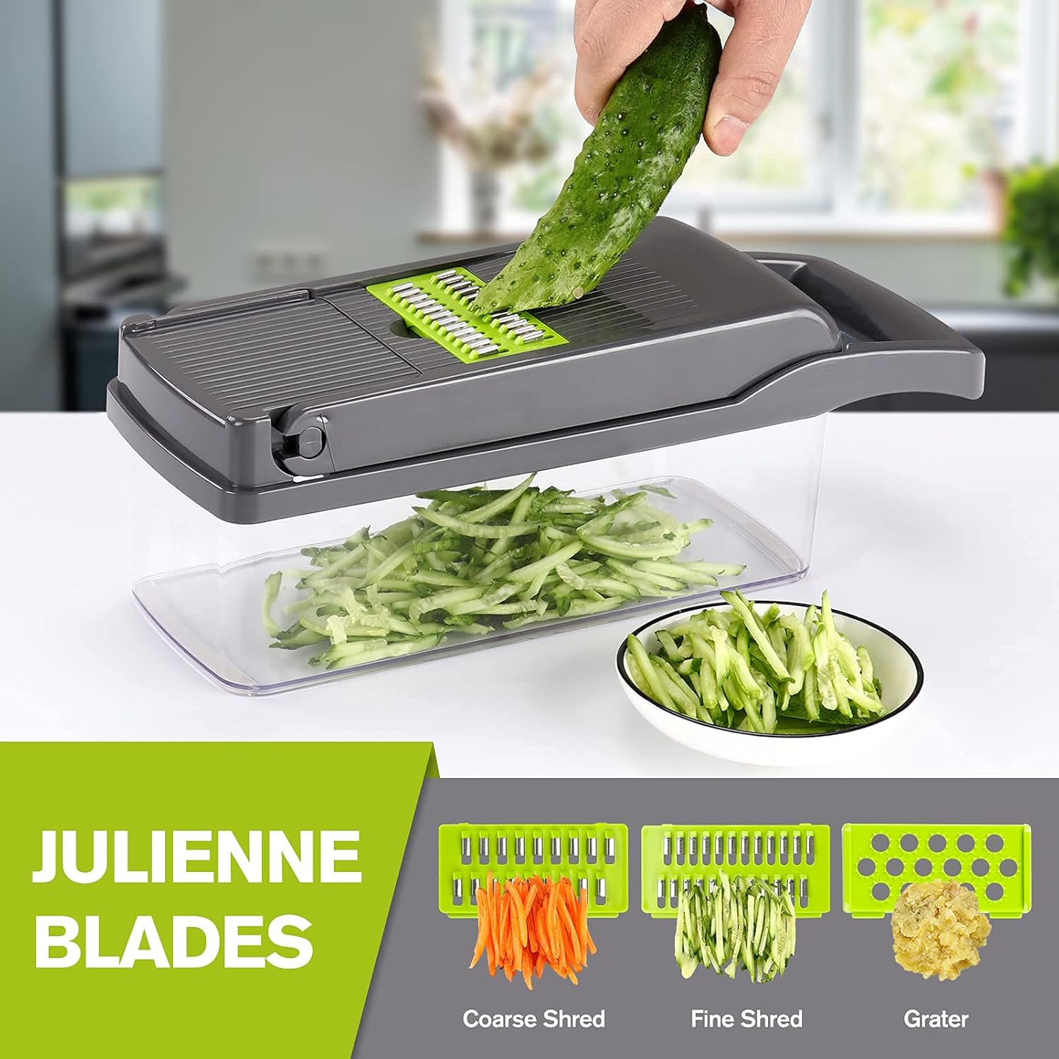 KEOUKE Vegetable Chopper Mandoline Slicer + Rotary Cheese Grater