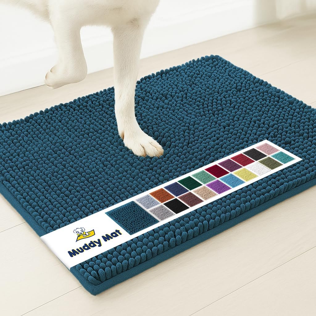Muddy Mat® | Super Absorbent Door Mat Indoor, Microfiber Quick Dry Chenille Entryway Rug, Non-Slip Front Door Mat, Indoor Mats for Entryway, Machine Washable Pet Rug, Grey 30"x19"