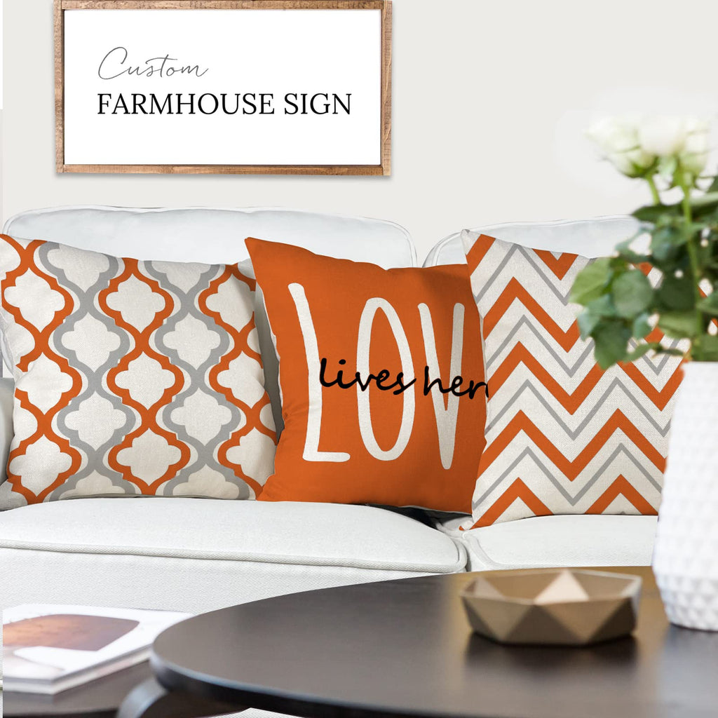 YCOLL Farmhouse Pillow Covers 18x18 Set of 4 Throw Pillow Covers Rustic Linen Decorative Pillows Square Cushion Covers for Couch Sofa Bedroom Home Decor