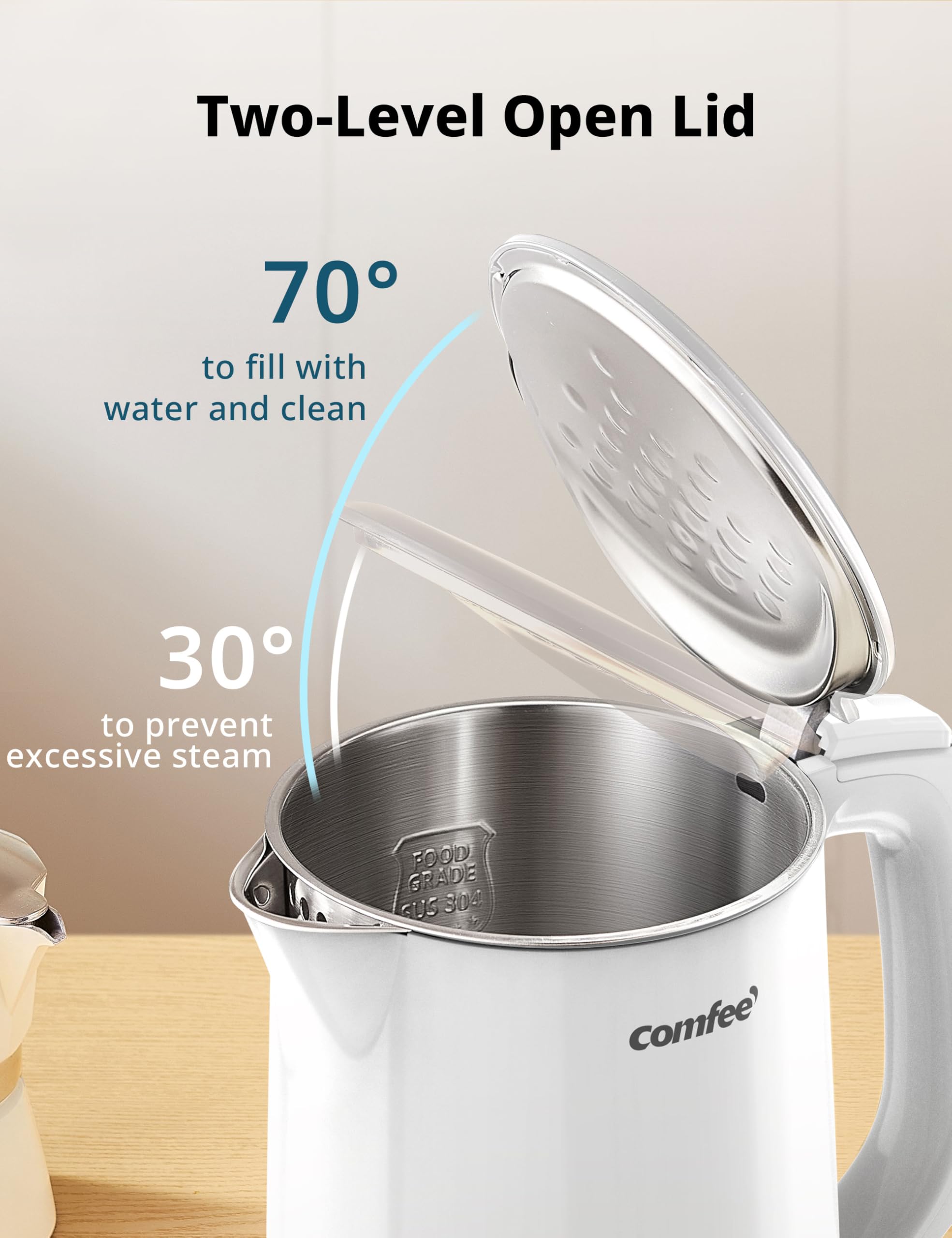 COMFEE' Stainless Steel Electric Kettle, 1.7 Liter Tea Kettle Electric & Hot Water Kettle, 1500W Fast Boil with LED Light, Auto Shut-Off and Boil-Dry Protection