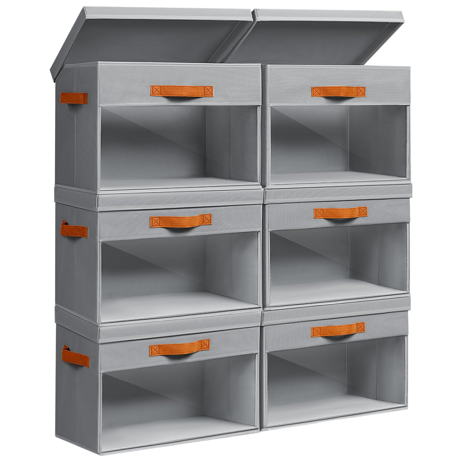 Homsorout Large Storage Bins with Lids - 4 Pack Foldable Decorative Organizers with Clear Windows & Handles, Cube Storage Organizers for Clothes, Blankets, Sweaters, Sheets, Beige