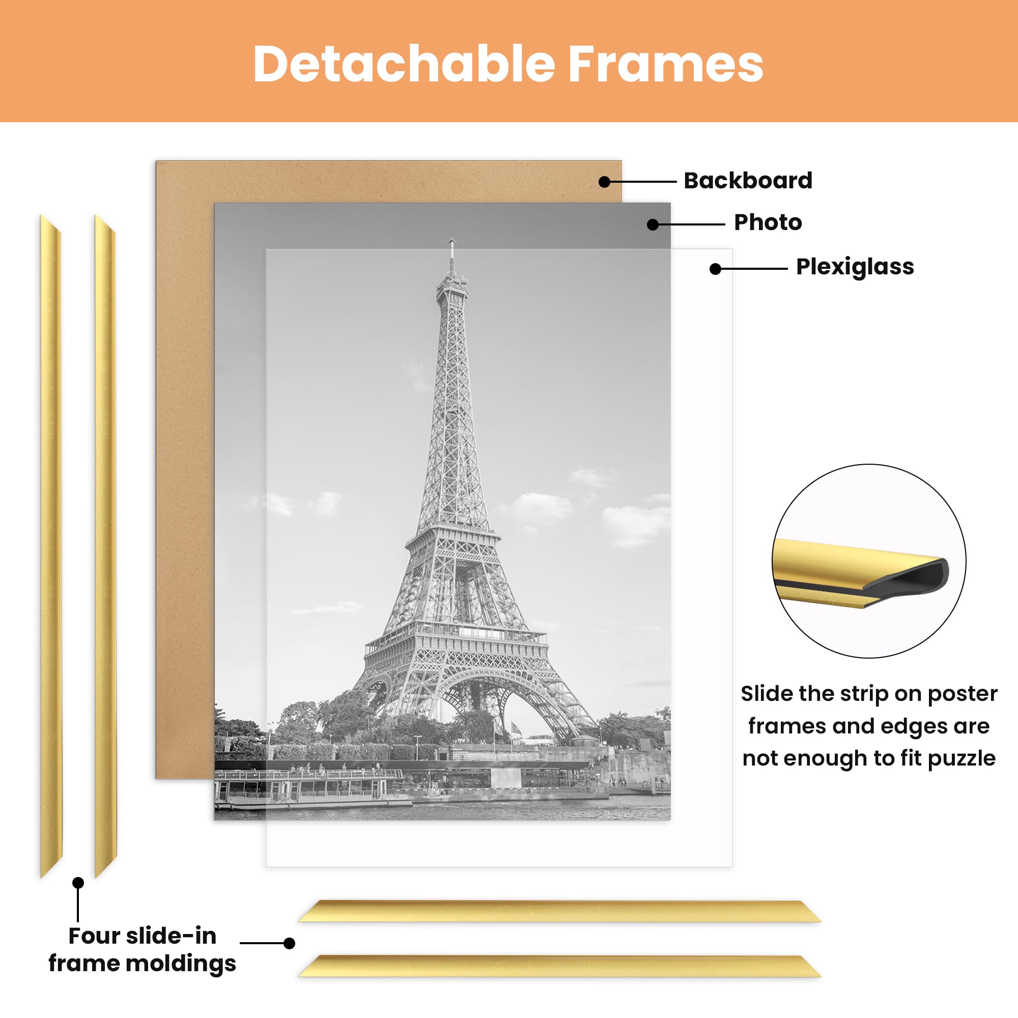 upsimples 12x16 Picture Frame Black 3 Pack, Scratch-Proof Poster Frames 12 x 16 for Photo Gallery - Slide-In Strips, Horizontal or Vertical Wall Mounting