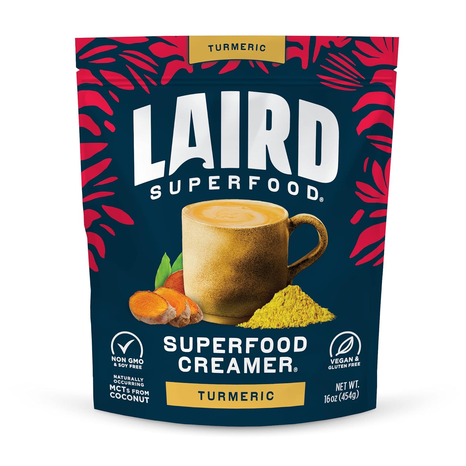 Laird Superfood Non-Dairy Coconut Powder Creamer - Sweet & Creamy + Adaptogens - Superfood Creamer with Functional Mushrooms - Non-GMO, Vegan, 8 oz. Bag, Pack of 1