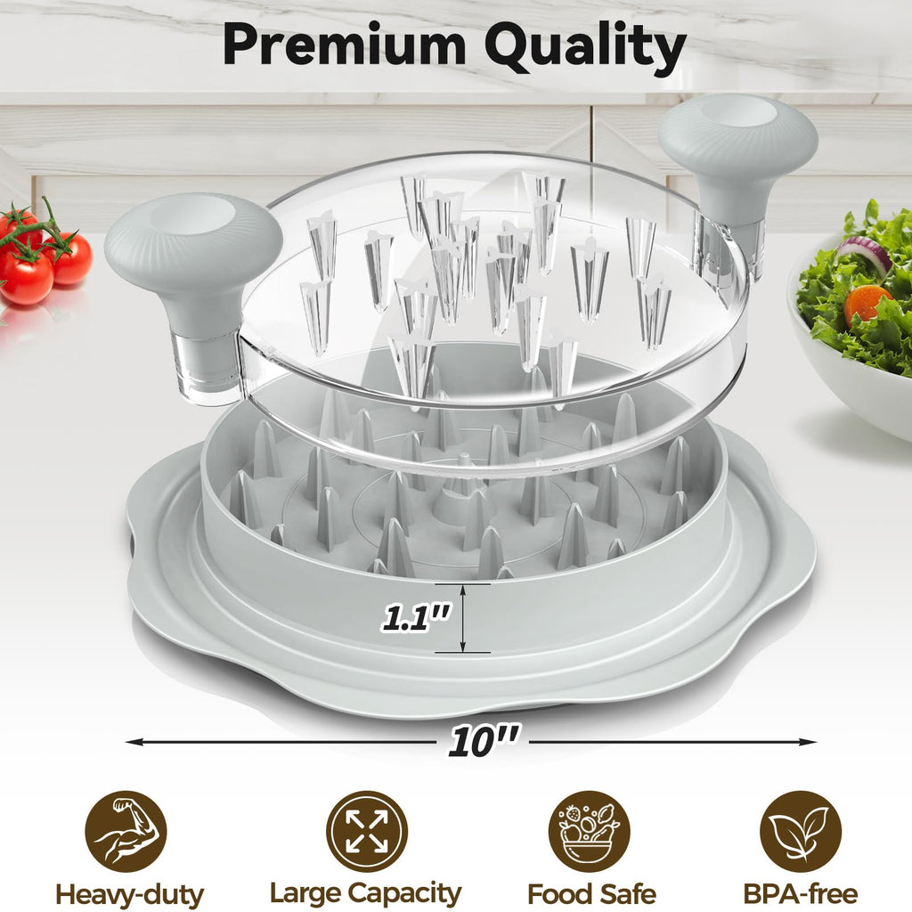 Ukeetap 10" Pro Chicken Shredder Tool Twist Large for Kitchen, BPA-Free Food-Safe Meat Grinder, Visible Chicken Breast Meat Shredder with Strong Anti-Slip Bottom & Ergonomic Handle, Black