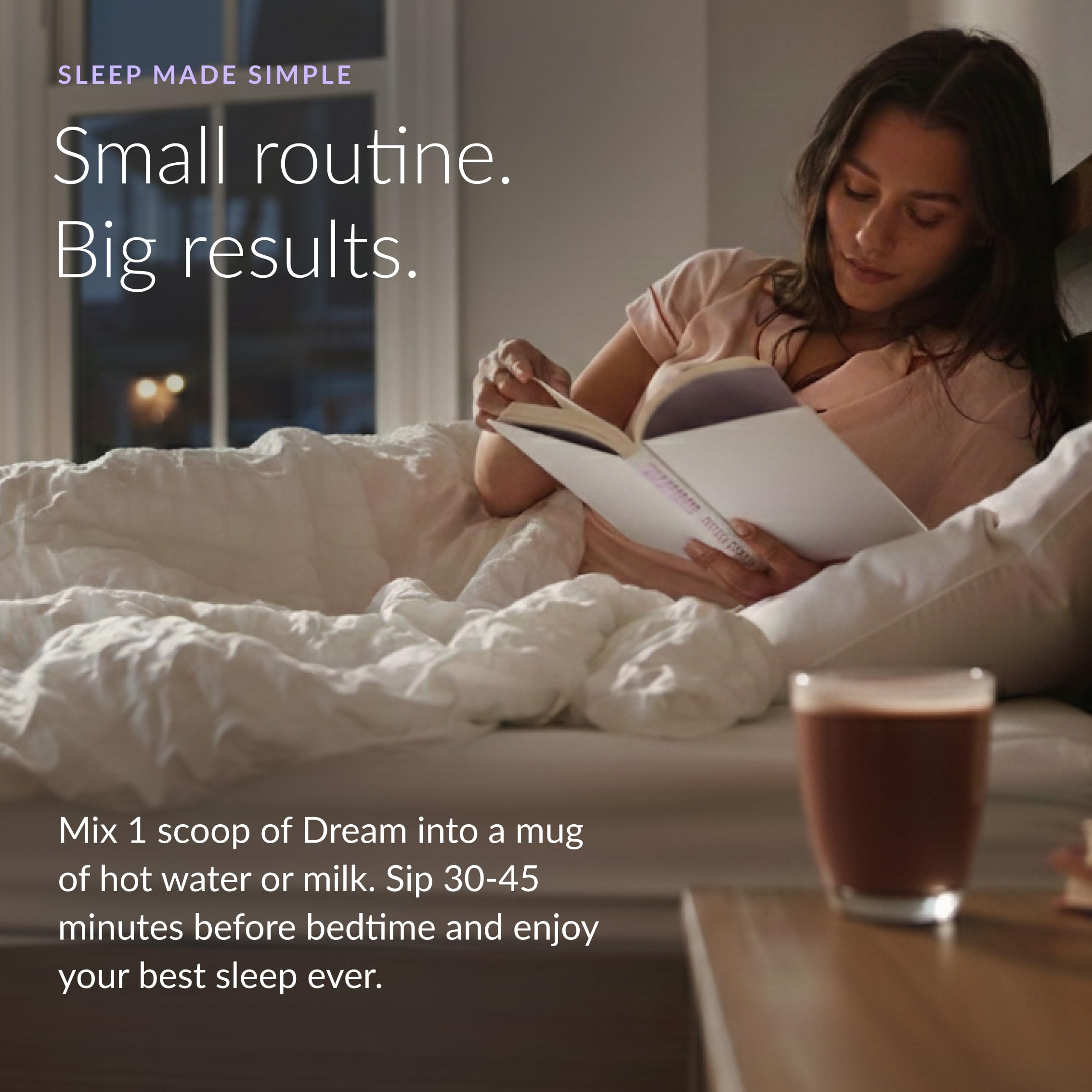 Beam Dream Sleep Powder – Sleep Aid for Adults with Melatonin, Magnesium, L-Theanine, Reishi Mushroom & Apigenin Sleep Supplement, Sleepy Cocoa Bedtime Drink Mix, Brownie Batter Flavor, 30 Servings