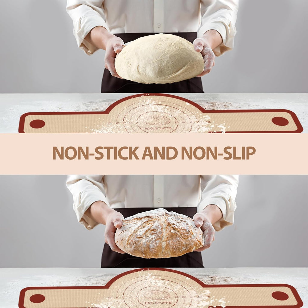 Silicone Bread Loaf Pan 2PC + Bread Sling Set, Non-Stick, Easy Release & Transfer, Dishwasher Safe