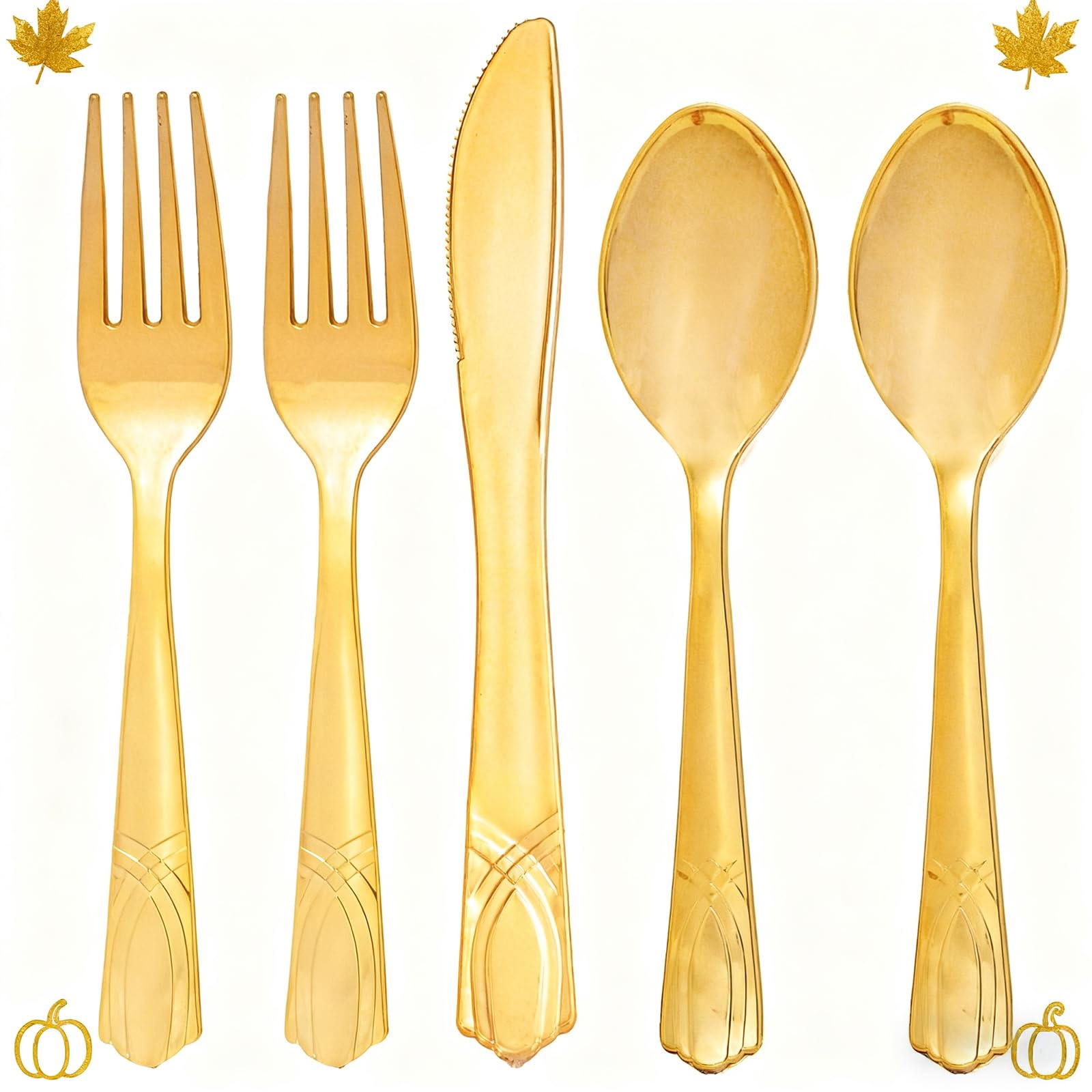 DaYammi 100Pcs Gold Plastic Spoons, Disposable Silverware, plastic Cutlery Heavy Duty Disposable Flatware Dinnerware Perfect for Dinner Parties, Gold disposable Spoons for Party Wedding Dinner