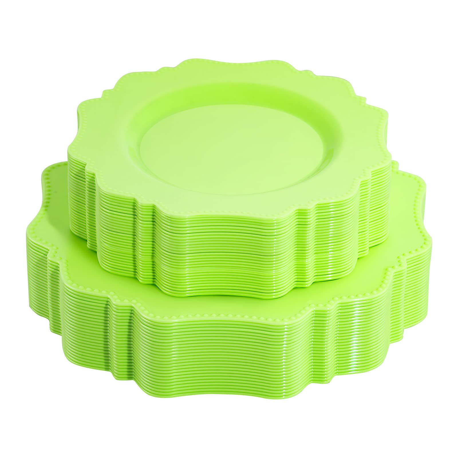 COLOSUS 60PCS White Plastic Plates for 30 guests-Fancy Plastic Beaded Plates,Plastic Plates for Party, Elegant White plates,Include 30 PCS 10.5" Dinner plates & 30PCS 8.25" Dessert plates for easter