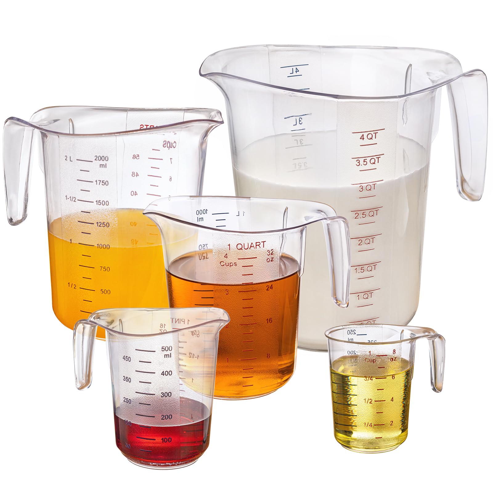 DaYammi Measuring Cups 3-Piece, Unbreakable Food-Grade Plastic Measuring Cup for Dishwasher, 1/2/4-Cup Nesting Liquid Measuring Cups for Prepping, Baking, Cooking, Readable Markings, Clear