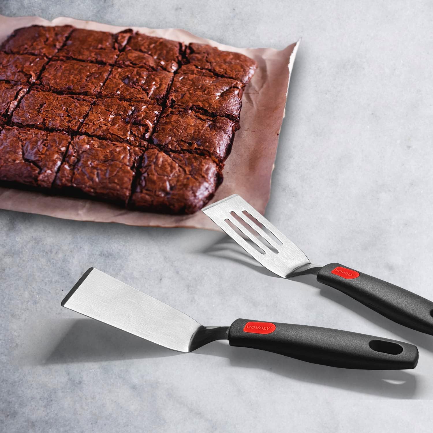 Professional Mini-Brownes Spatula, Stainless Steel Cutter and Serve Turner for Serving, Flipping or Cooking, Ideal for Serving, Tiramisu, Cakes, Lasagna or Cookie, Solid