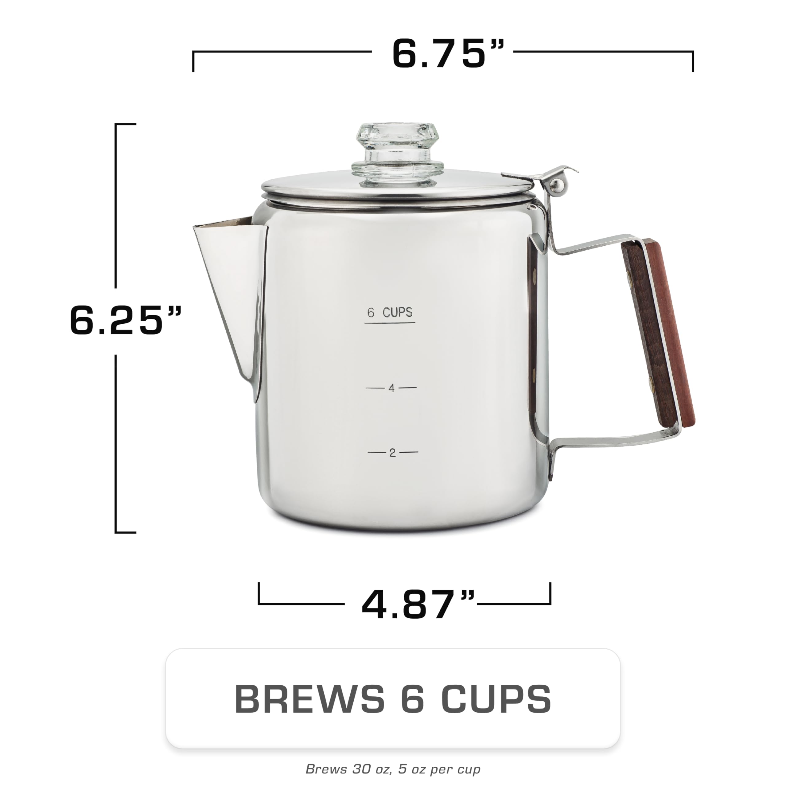 COLETTI Bozeman Percolator Coffee Pot — NO Aluminum or Plastic [9 cup]