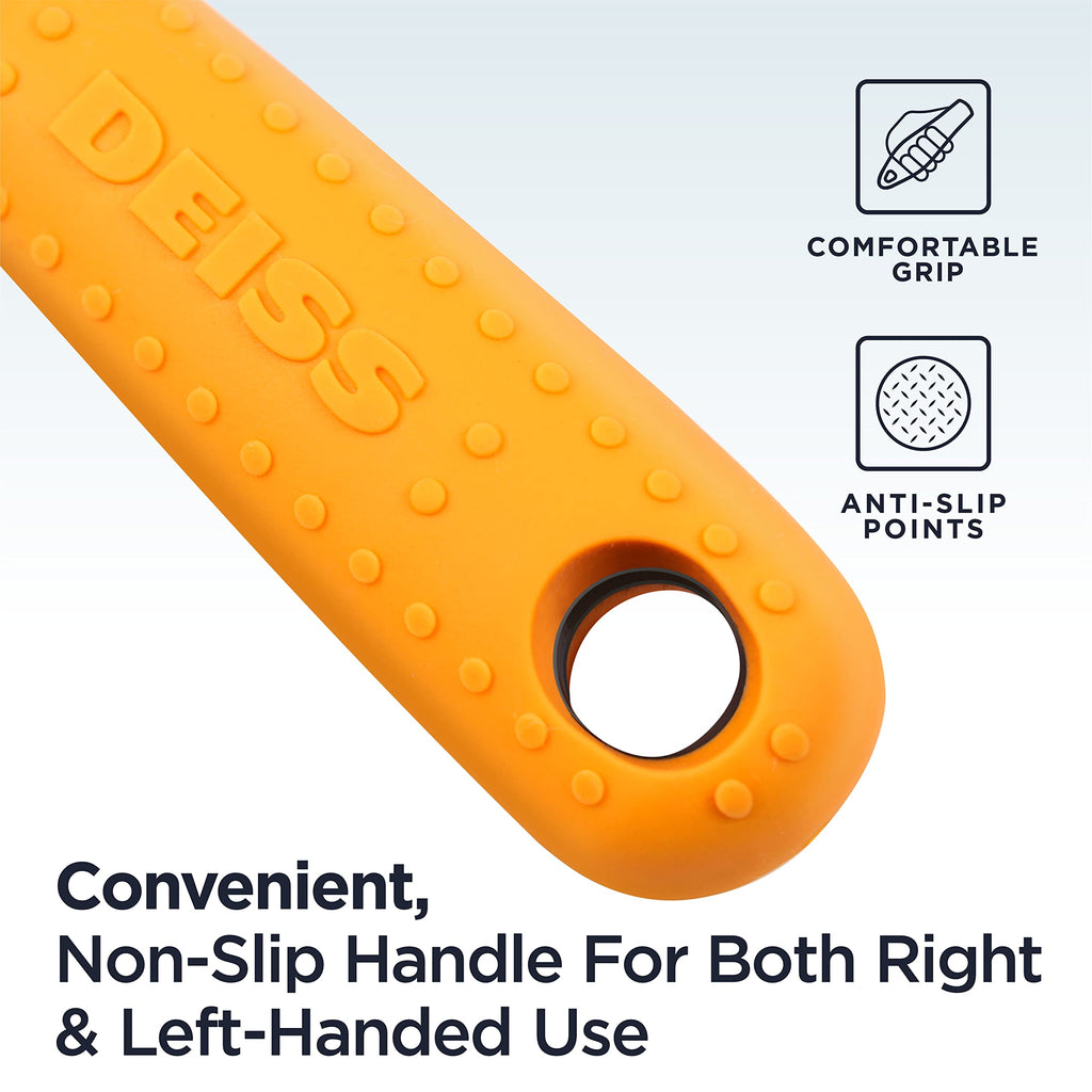 Deiss PRO Swivel Vegetable Peeler - Sharp Stainless Steel Peeler With Easy Non-Slip Hand Grip, Potato Peelers For Kitchen, Fruit, Carrot, Apple, Veggie, Kiwi, Durable, And Dishwasher Safe (ORANGE)