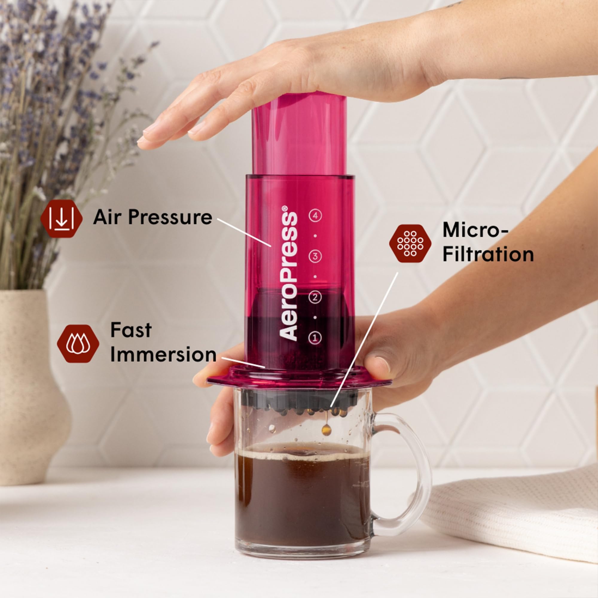 AeroPress Original Coffee Press - All-in-One French Press, Pour-Over & Espresso Style Manual Brewer, 2 Min Brew for Less Bitterness, More Flavor, Small Portable Coffee Maker, Travel & Camping