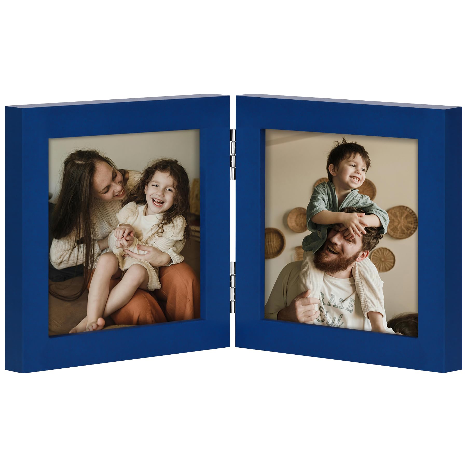 decorUhome Double 4x6 Picture Frame Vertical, Engineered Wood Bifold Photo Frame with Plexiglass for Tabletop Display, 4x6, Black