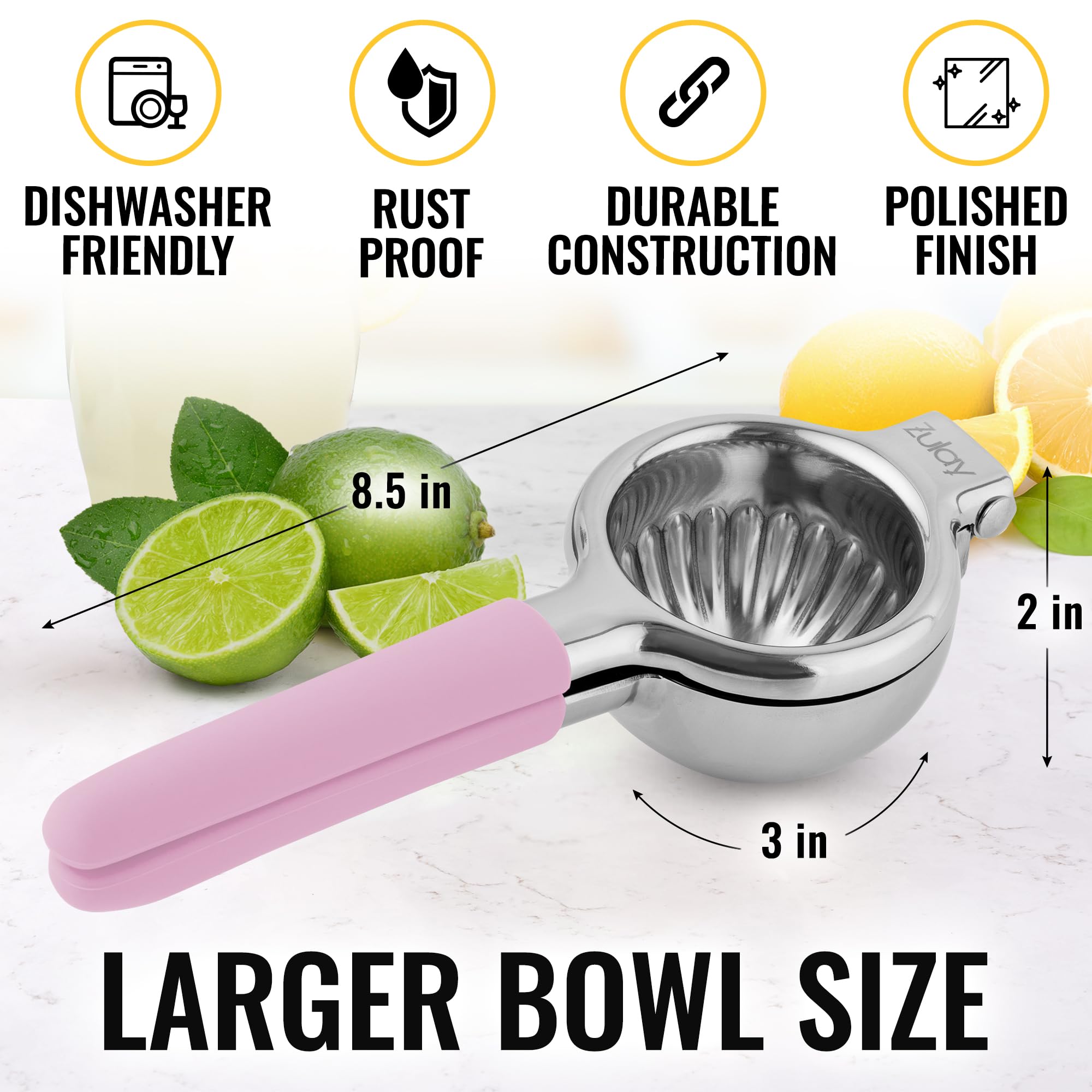 Lemon Squeezer Stainless Steel with Premium Quality Heavy Duty Solid Metal Squeezer Bowl - Large Manual Citrus Press Juicer and Lime Squeezer Stainless Steel - by Zulay Kitchen