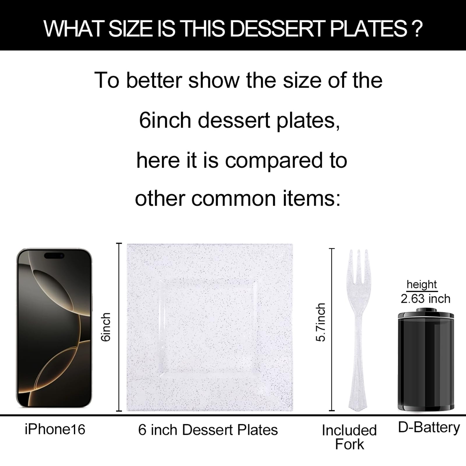 DaYammi 200Pcs Gold Dessert Plates Including 100Pcs Appetizer Plates 6",100Pcs Plastic Forks 5.7",Gold Glitter Plastic Square Plate for Party,Gold Salad Plate and Cake Forks for Party Wedding