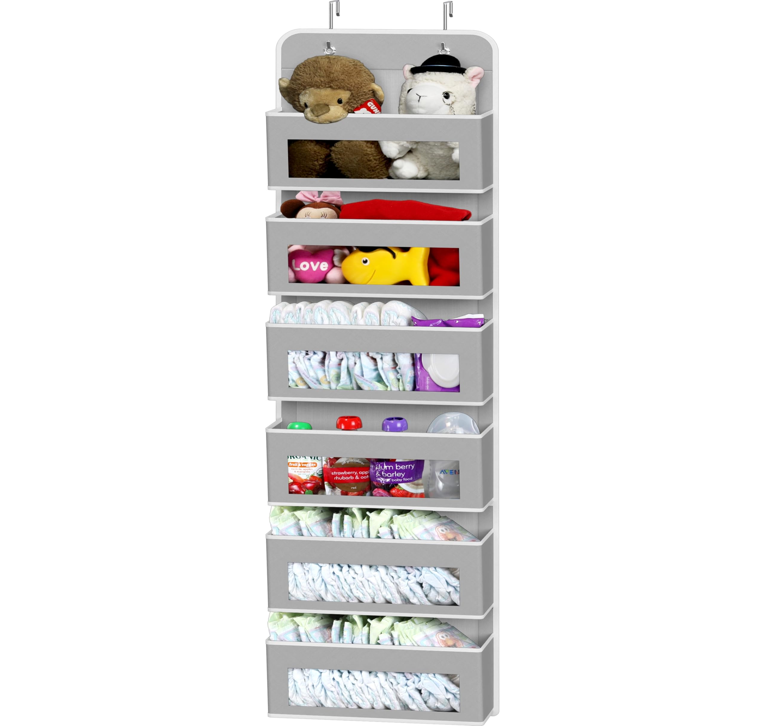 Simple Houseware 6 Clear Window Pocket Over Closet Door Storage Hanging Organizer for Bedroom, Bathroom, Pantry, Beige