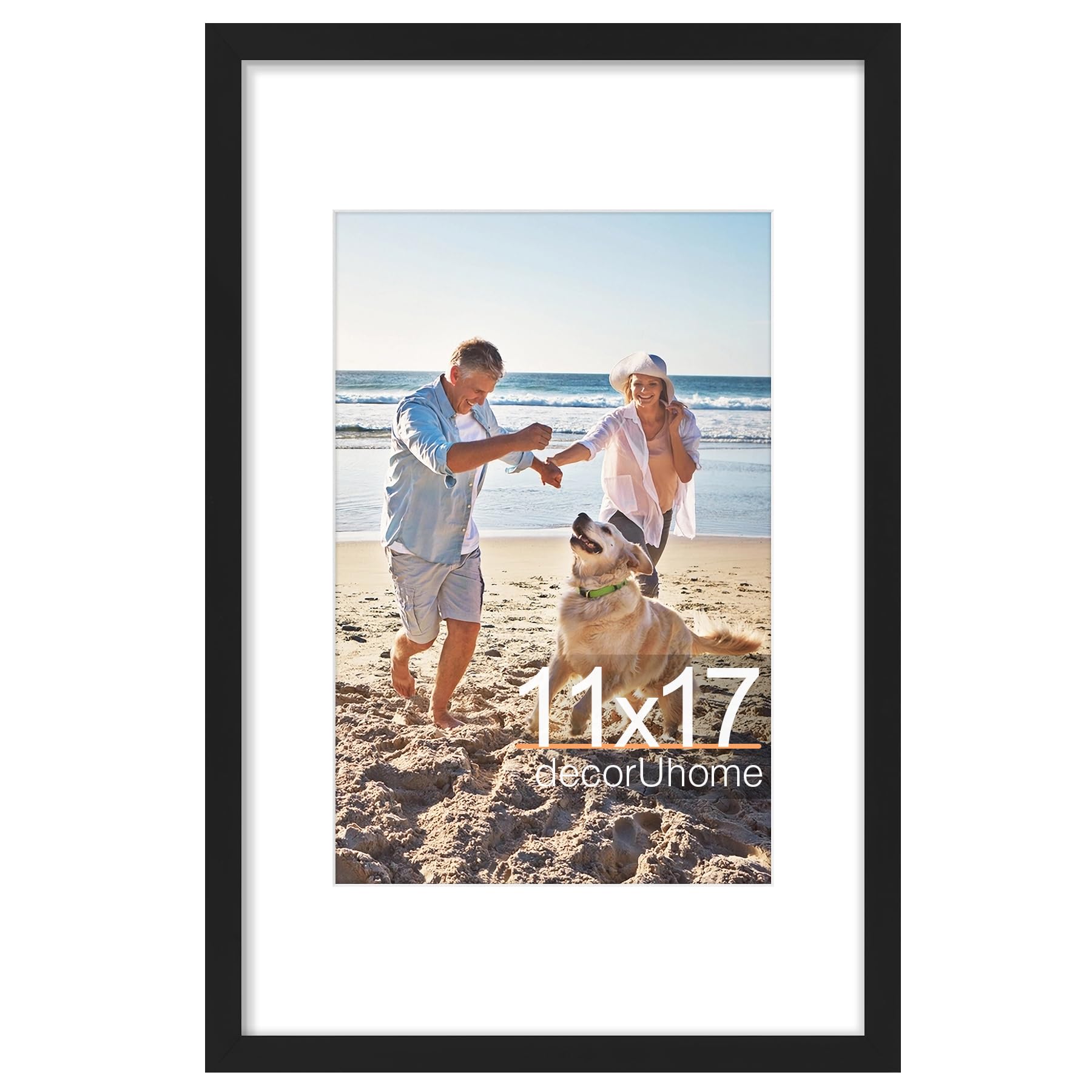 decorUhome 8x10 Picture Frame, Display Pictures 5x7 with Mat or 8x10 without Mat, Wall & Tabletop Display Photo Frame, Black, 1 Pack