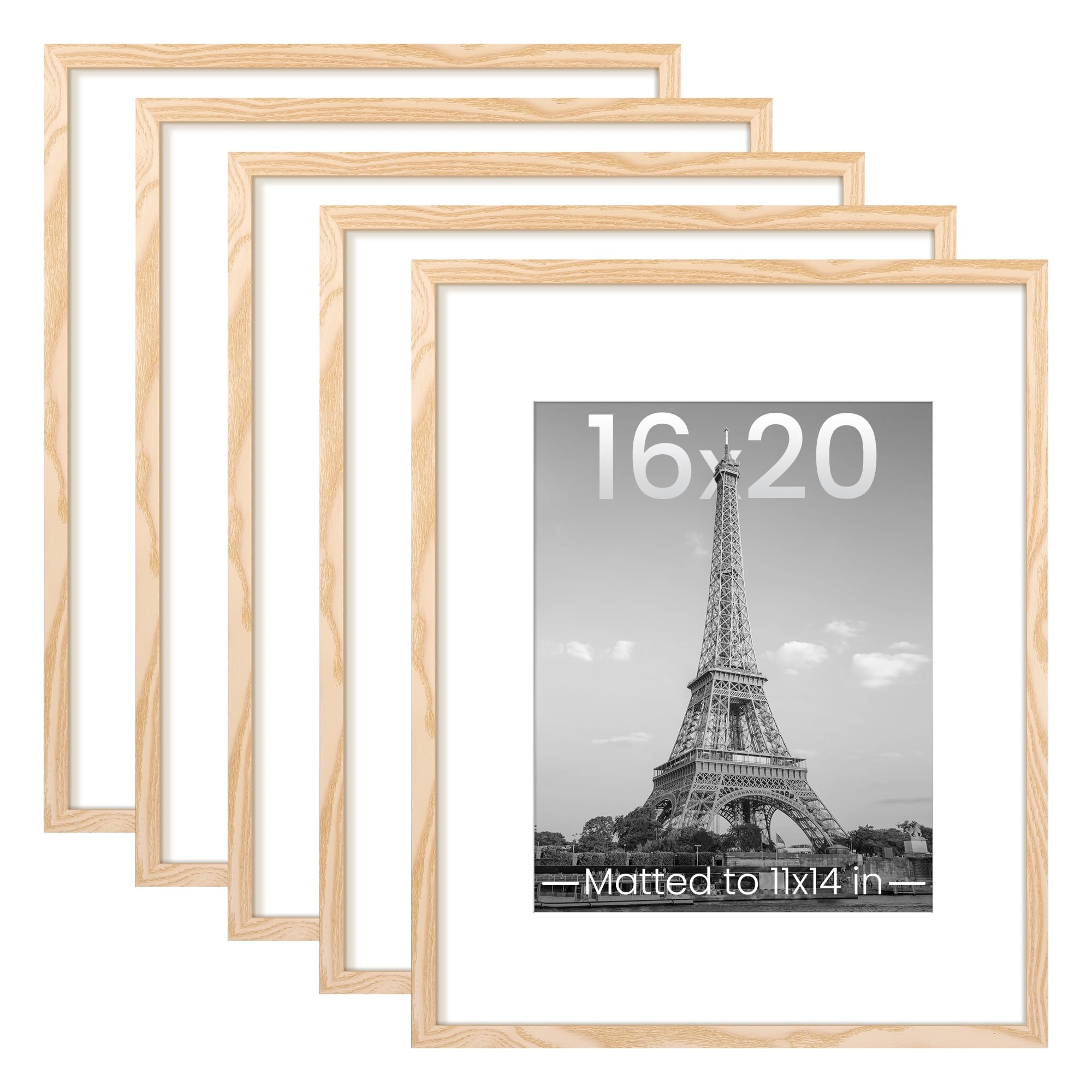 upsimples 8x10 Picture Frame Set of 5, Display Pictures 5x7 with Mat or 8 x 10 Without, Wall Gallery Photo Frames, Black