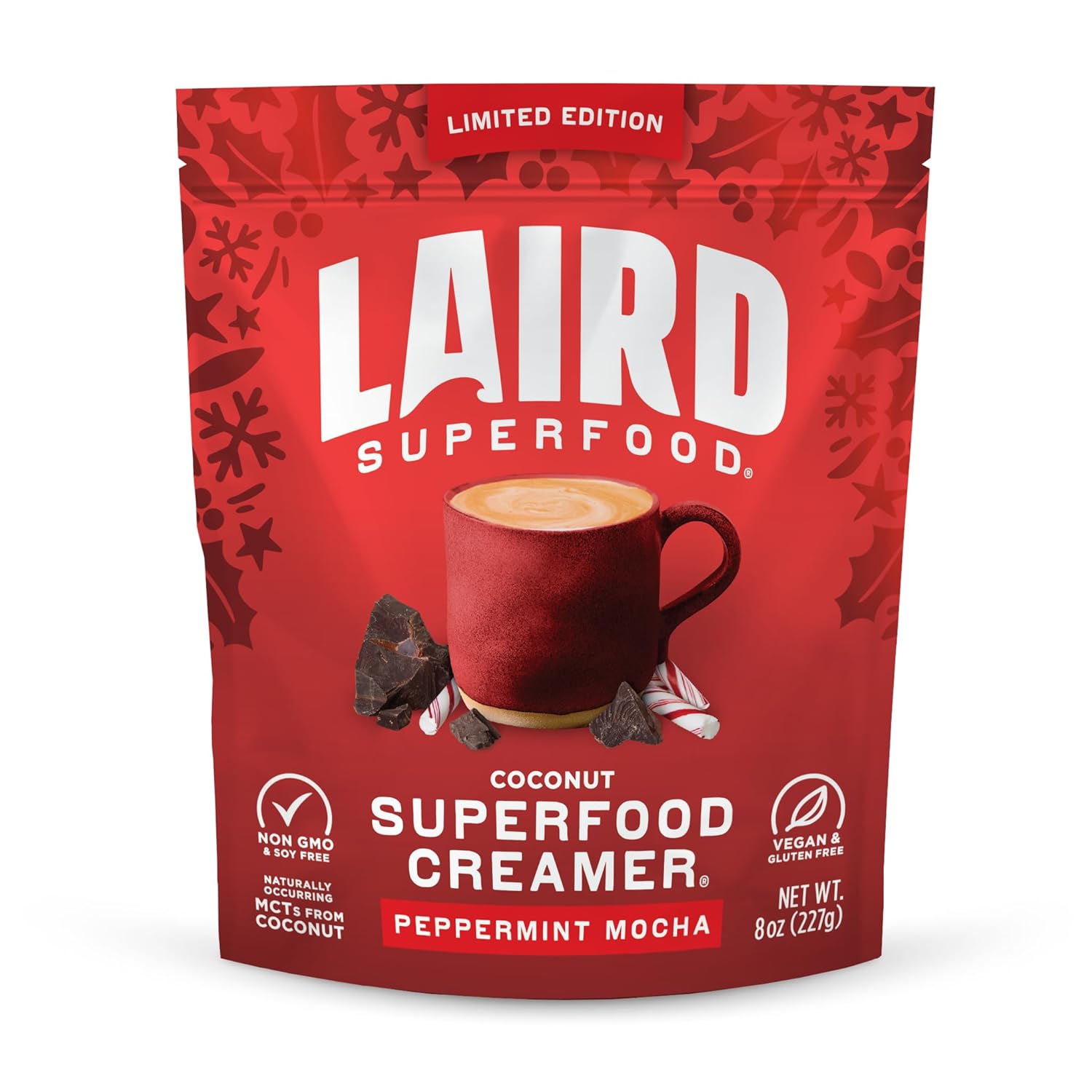 Laird Superfood Non-Dairy Coconut Powder Creamer - Sweet & Creamy + Adaptogens - Superfood Creamer with Functional Mushrooms - Non-GMO, Vegan, 8 oz. Bag, Pack of 1