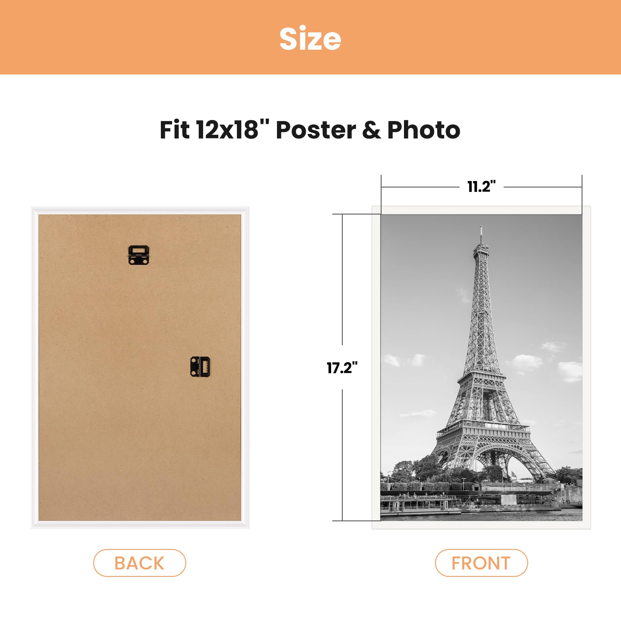 upsimples 12x16 Picture Frame Black 3 Pack, Scratch-Proof Poster Frames 12 x 16 for Photo Gallery - Slide-In Strips, Horizontal or Vertical Wall Mounting
