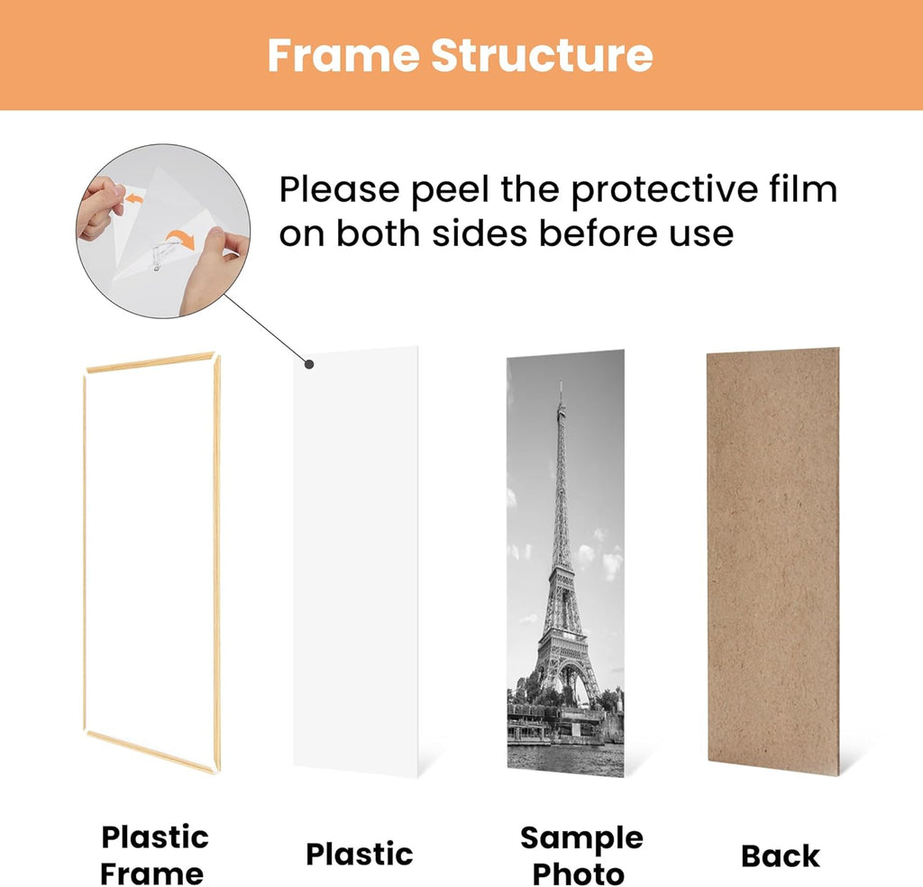 upsimples 16x20 Picture Frame Natural 3 Pack, Scratch-Proof Poster Frames 16 x 20 for Photo Gallery - Slide-In Strips, Horizontal or Vertical Wall Mounting