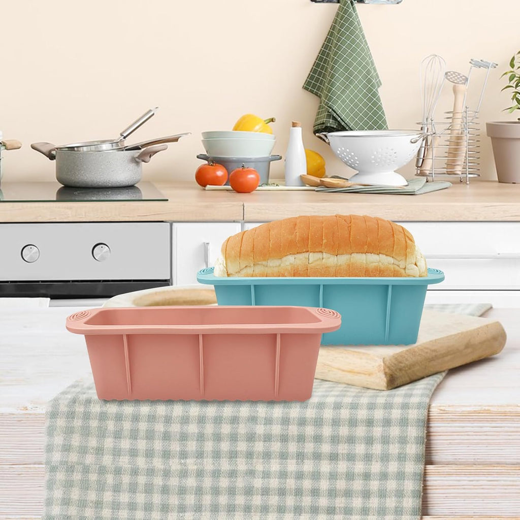Silicone Bread Loaf Pan, 2 PCS Rectangular Non-Stick Baking Mold Pans for Oven, Bread, Cake, Easy Release