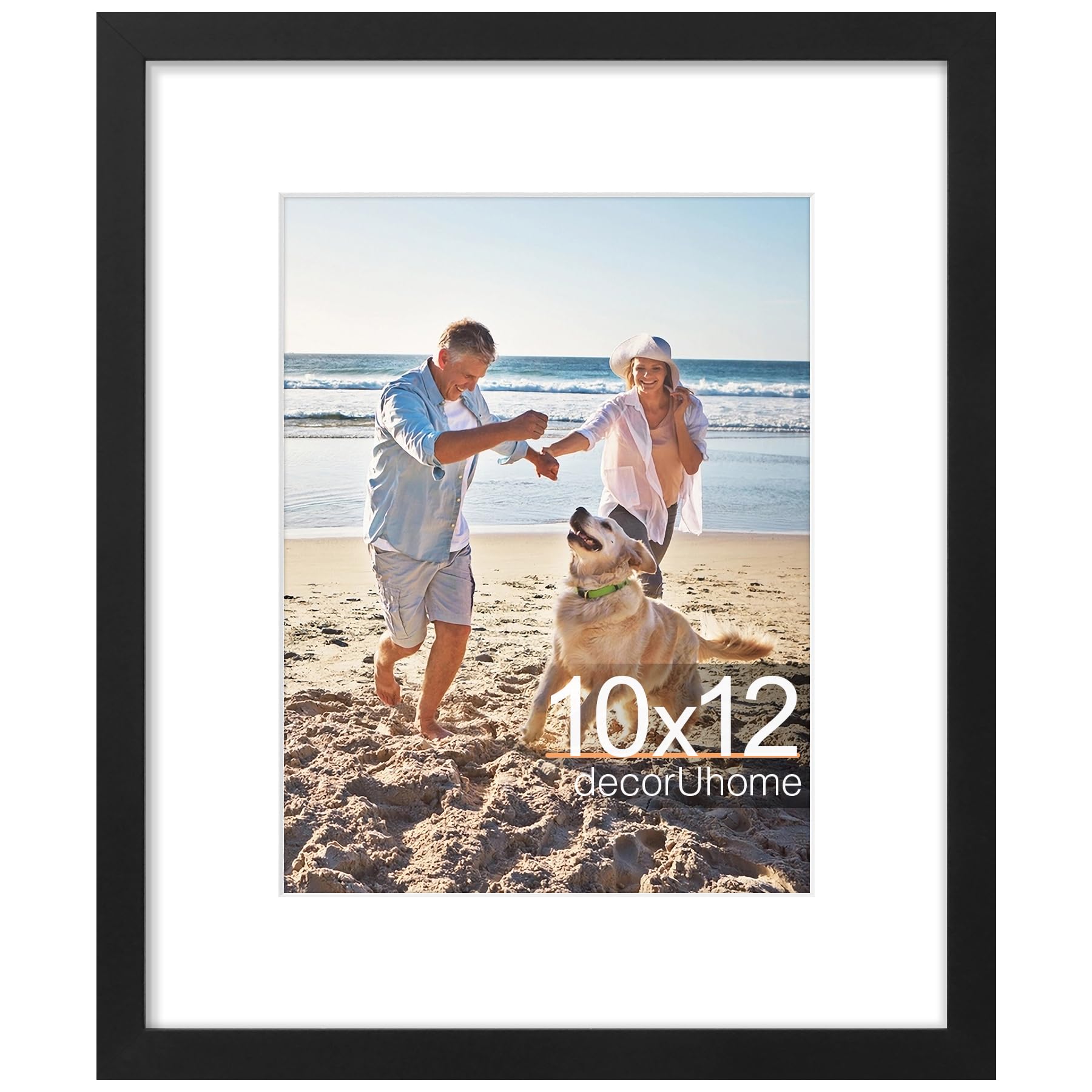 decorUhome 8x10 Picture Frame, Display Pictures 5x7 with Mat or 8x10 without Mat, Wall & Tabletop Display Photo Frame, Black, 1 Pack