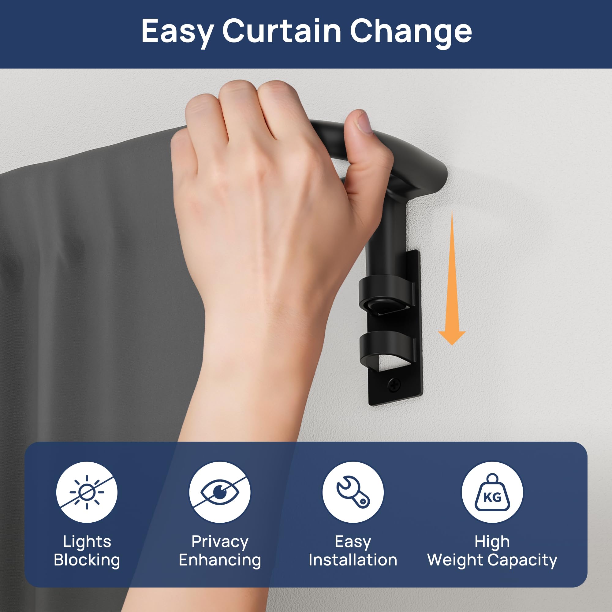 ENJOYBASICS Double Curtain Rod，Blackout Wrap-Around Curtain Rods for Windows 72 to 144 Inch，Adjustable from 32 to 144 Inch for Room Darkening Curtains, Matte Black
