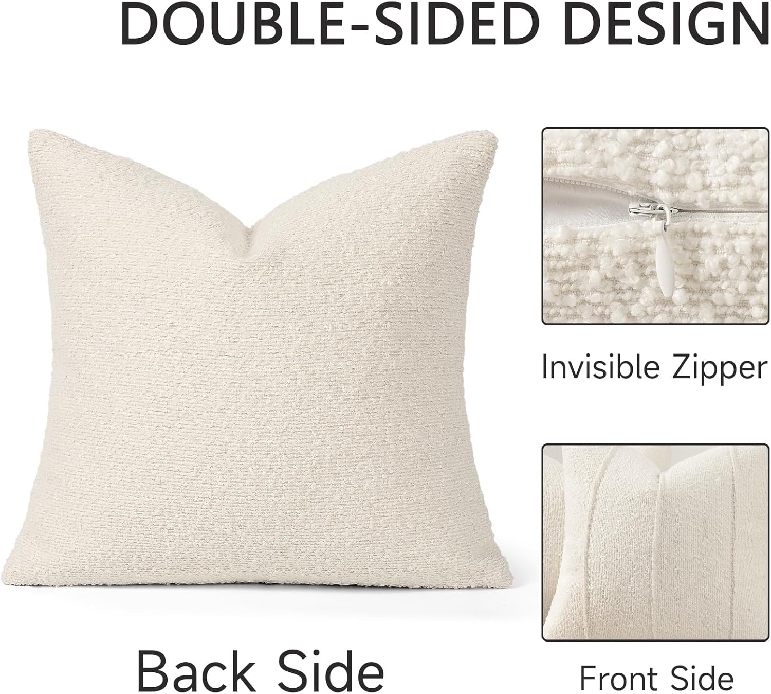 YCOLL Brown&Beige Textured Boucle Throw Pillow Covers