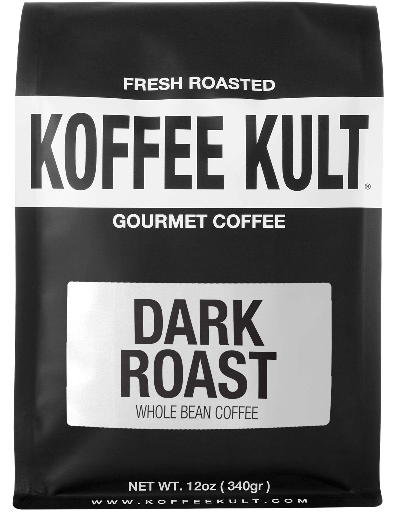 Koffee Kult Dark Roast Whole Bean Coffee - Small Batch 100% Arabica Gourmet Blend, Smooth and Well Balanced Artisan Roasted in 32oz Resealable Package