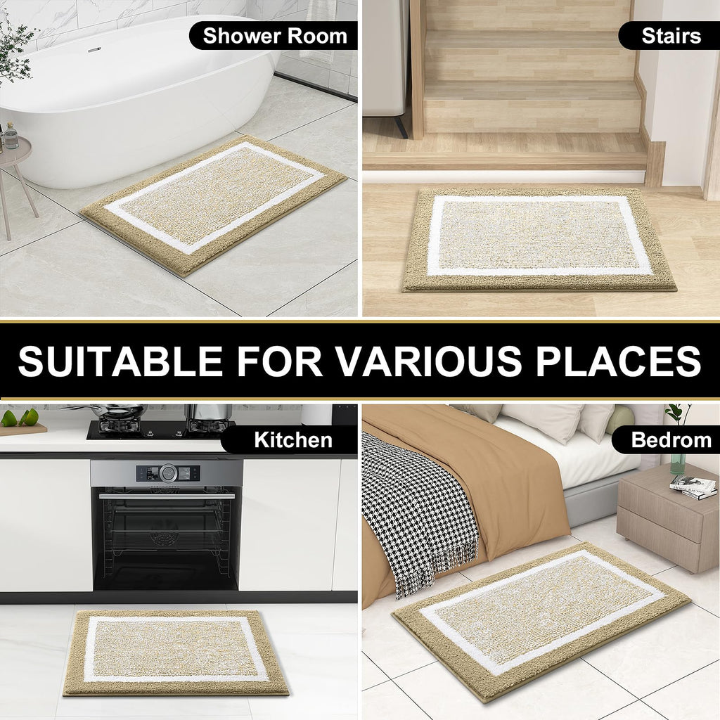 OLANLY Bathroom Rugs Sets 3 Piece, Soft Absorbent Microfiber Bath Mats and U-Shaped Contour Toilet Rug, Home Decor Accessories, Non-Slip, Bath Mat Set for Bathroom (30"x20"+24"x16"+24"x20", Grey)