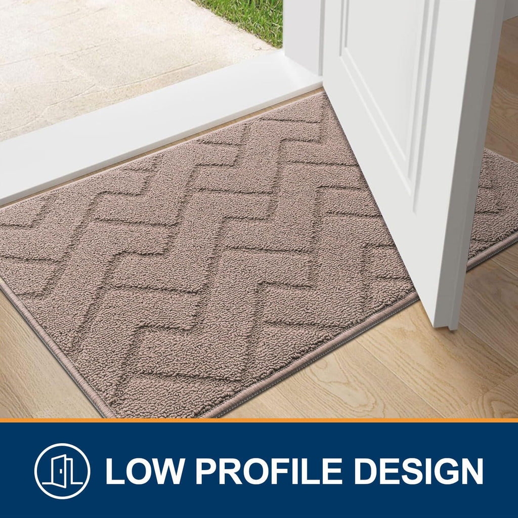 OLANLY Indoor Door Mat, 32x20, Dirt Resistant and Absorbent, Sturdy Non-Slip Rubber Backing, Easy to Clean, Washable Low-Profile Doormat for Entryway, Grey