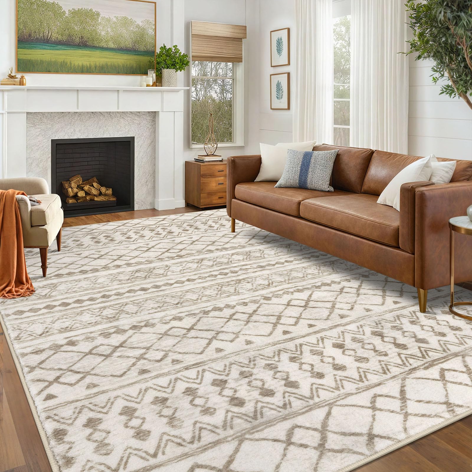 KUTA Washable Non-Slip Rugs for Entryway 2x3, Grey Moroccan Boho Small Area Rug, Ultra Soft Vintage Geometric Low-Pile Indoor Door Mat Floor Carpet for Indoor, Entrance, Kitchen, Bathroom, Bedroom