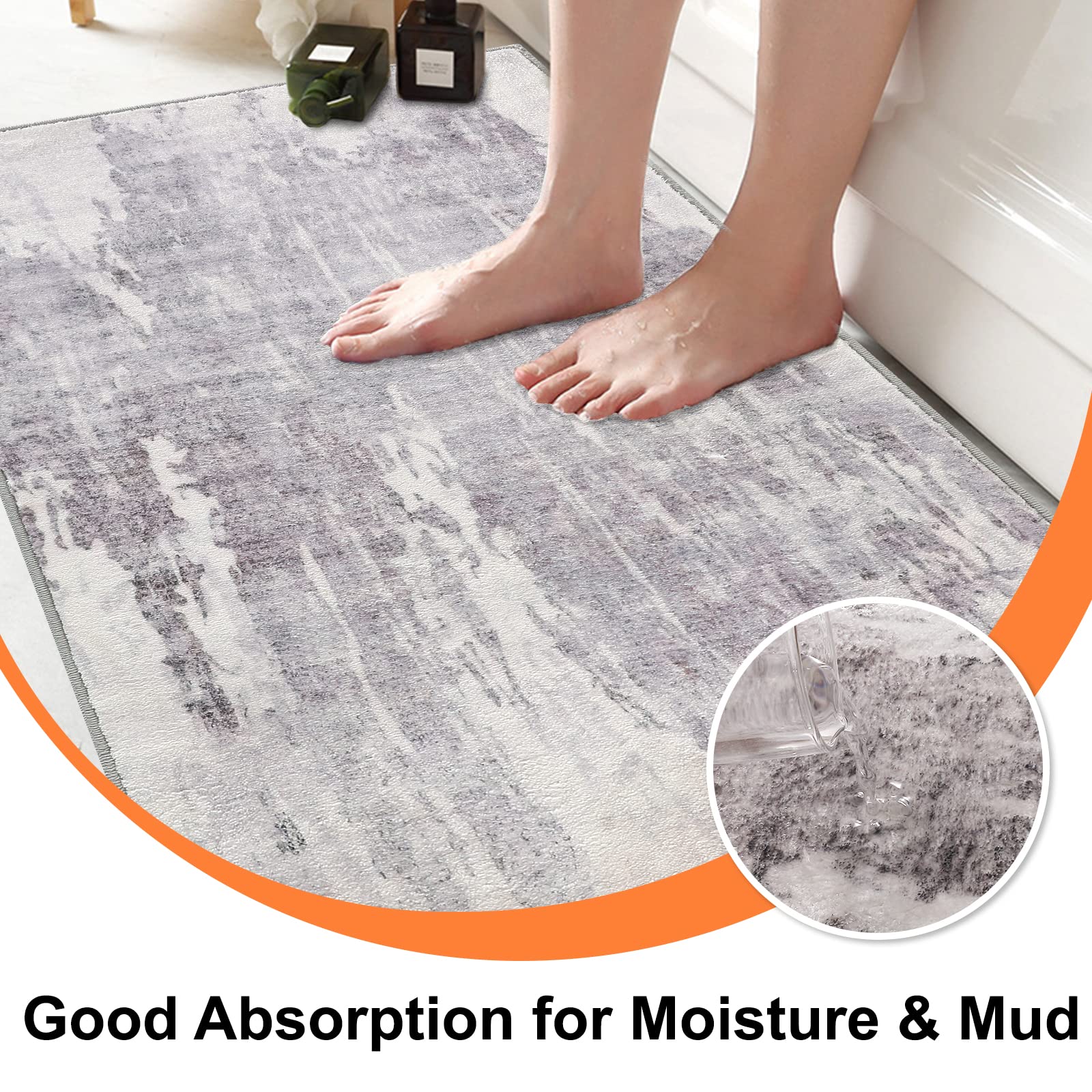 CRISTGEE Door Mat, Front Indoor Door Mat Faux Wool Non-Slip Entryway Rug Absorbent Abstract Throw Rug for Indoor Entrance Hallway Laundry Room, High Traffic Areas, 20X32 Inches, Gray Washable