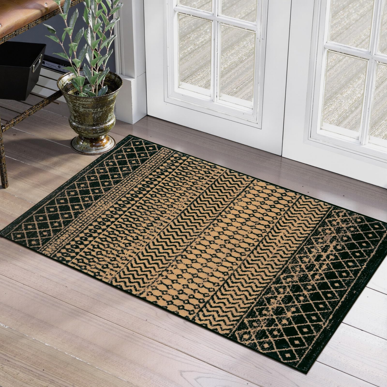 Moroccan Washable Rugs, 2x3 Light Grey Rug Non-Slip Small Distressed Entryway Rugs, Soft Low-Pile Bedroom Rug Indoor Doormat Carpet for Entryway Kitchen Bathroom