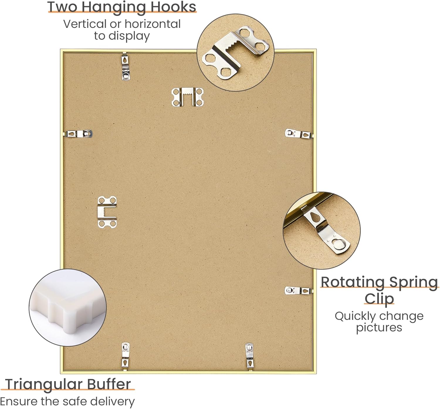 upsimples Aluminum 12x16 Picture Frame Gold, Display Photo 8.5x11 with Mat or 12 x 16 without Mat, Wall Hanging Metal Poster Frame with Acrylic Cover, 1 Pack