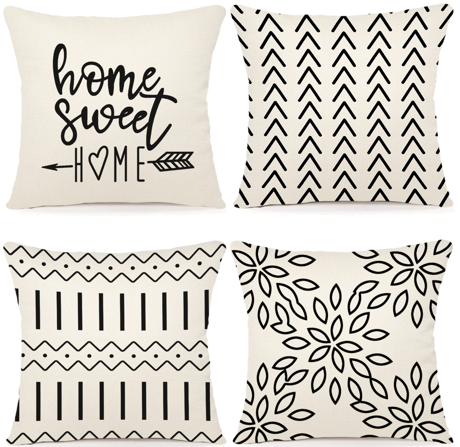 YCOLL Pillow Covers 18x18 Set of 4, Modern Sofa Throw Pillow Cover, Decorative Outdoor Linen Fabric Pillow Case for Couch Bed Car，Light Blue