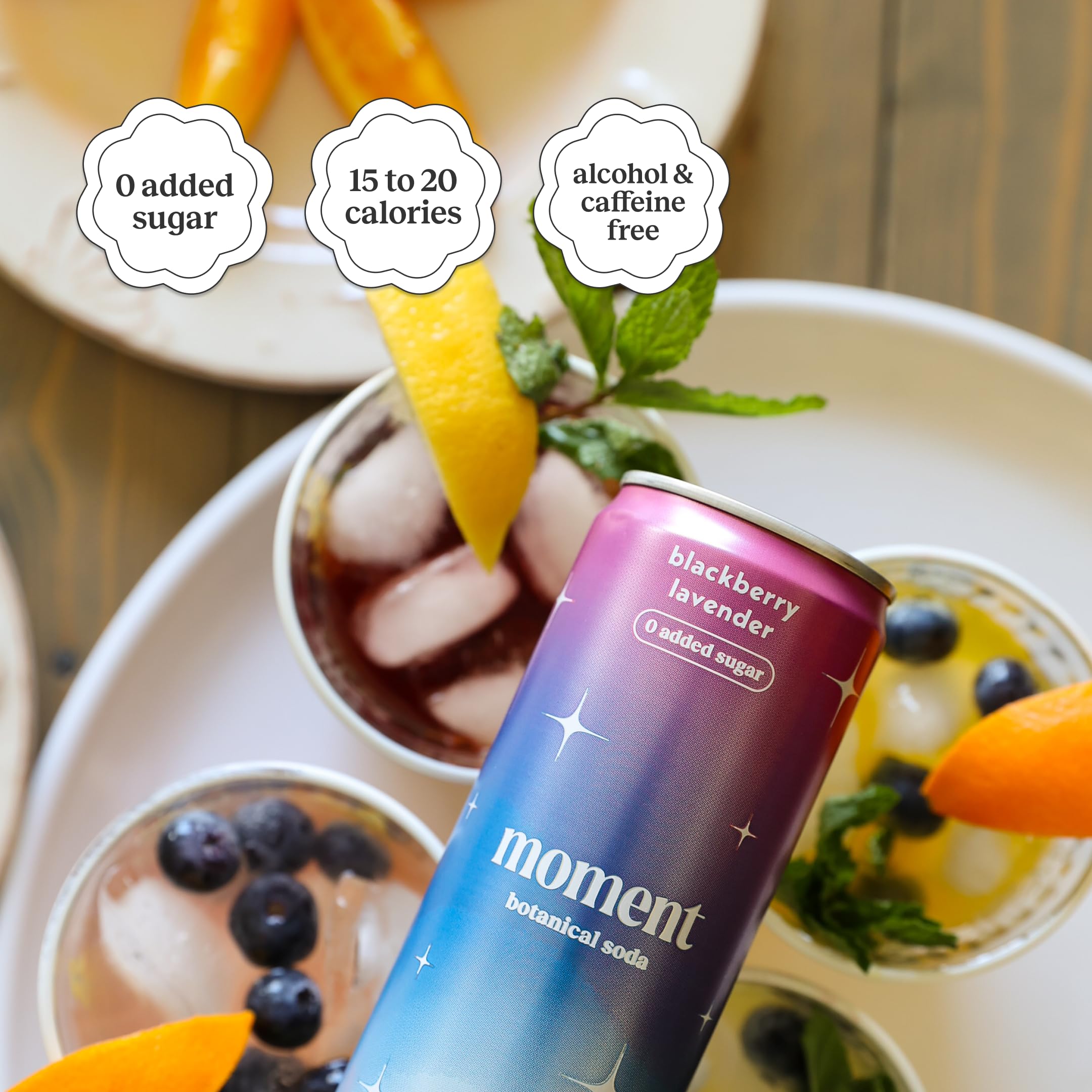Moment Botanical Soda (Shark Tank) - Calm, Clarity & Relaxation with L-Theanine & Ashwagandha - Non Alcoholic Drinks for Adults - Sparkling Adaptogen Drink - 0 Sugar 0 Caffeine - 12 Pack 11.5 fl oz
