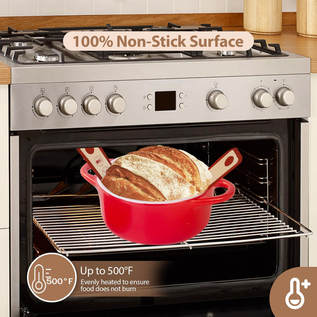 Silicone Bread Sling for Dutch Oven, 2 PCS Red Non-Stick & Reusable Bread Baking Supplies with Extra Long Handles, Easily Transfer Sourdough, Dishwasher Safe, Round
