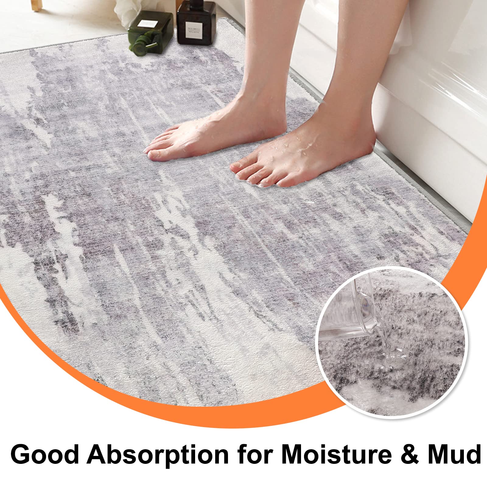 CRISTGEE Door Mat, Front Indoor Door Mat Faux Wool Non-Slip Entryway Rug Absorbent Abstract Throw Rug for Indoor Entrance Hallway Laundry Room, High Traffic Areas, 20X32 Inches, Gray Washable