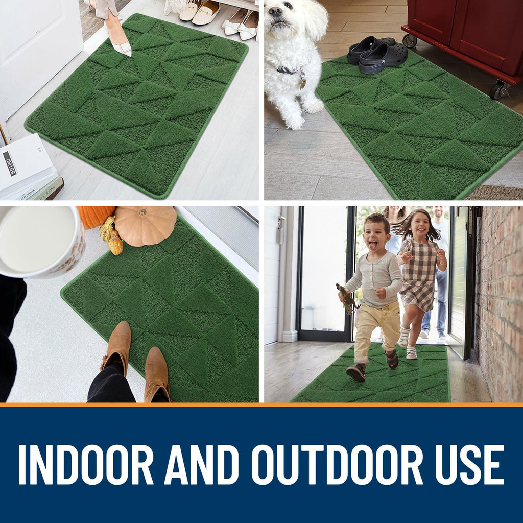 OLANLY Door Mats Indoor, Non-Slip, Absorbent, Dirt Resist, Entrance Washable Mat, Low-Profile Inside Entry Doormat for Entryway (32x20 inches, Grey)