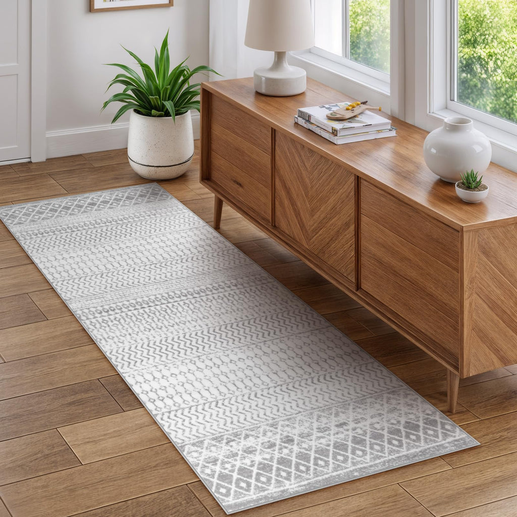 Moroccan Washable Rugs, 2x3 Light Grey Rug Non-Slip Small Distressed Entryway Rugs, Soft Low-Pile Bedroom Rug Indoor Doormat Carpet for Entryway Kitchen Bathroom