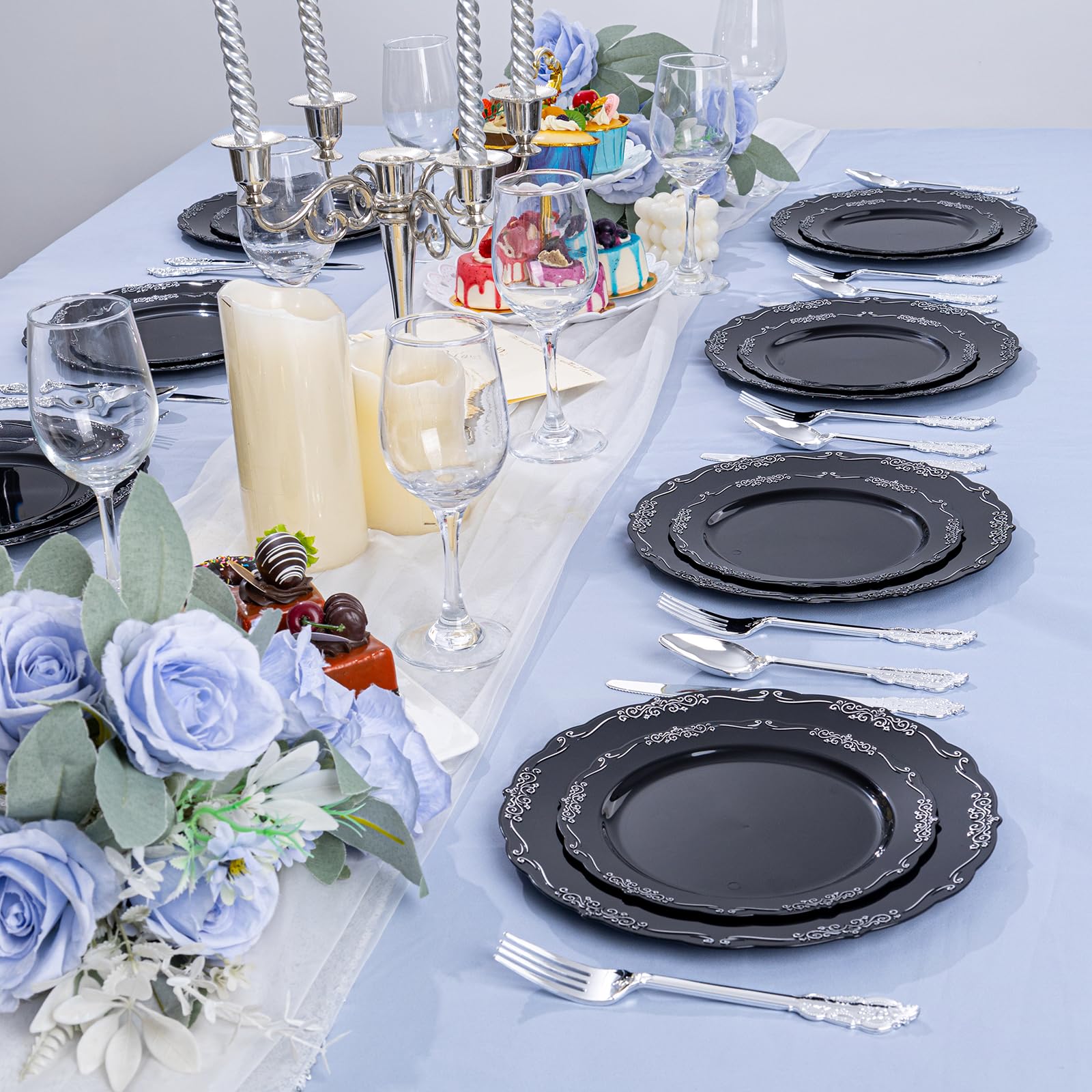 DaYammi 60PCS White Plastic Plates, Heavy Duty White Disposable Plates Premium 10inch Dinner Plates Hard Plastic Plates Disposable for Party Wedding Bridal Shower