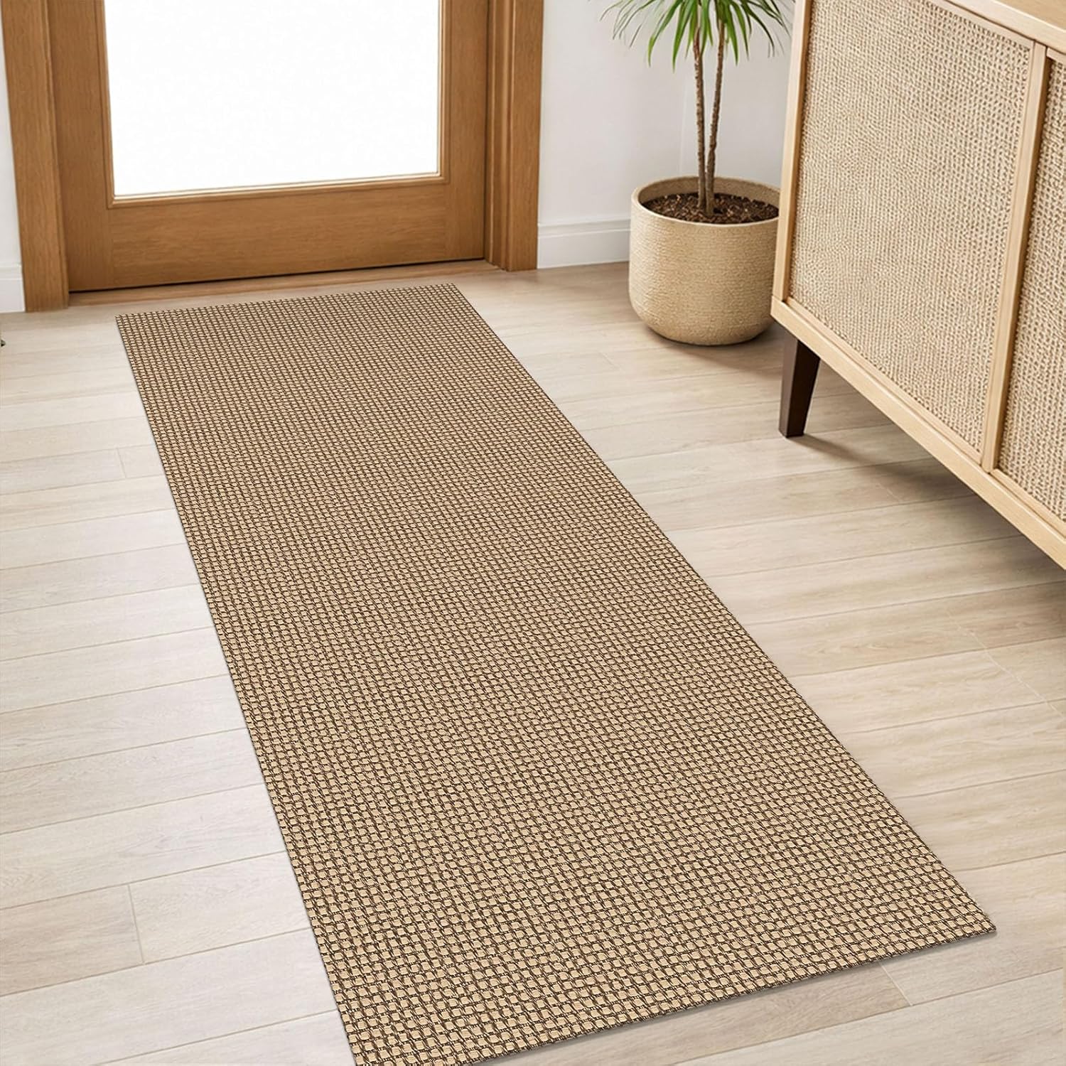 IOHOUZE Small Area Rug 2x3 Washable Woven Rugs for Entryway Non Slip Rubber Backed Kitchen Rugs Indoor Outdoor Doormat Throw Rug Floor Carpet for Entrance Front Door, Orange/Tan/Brown