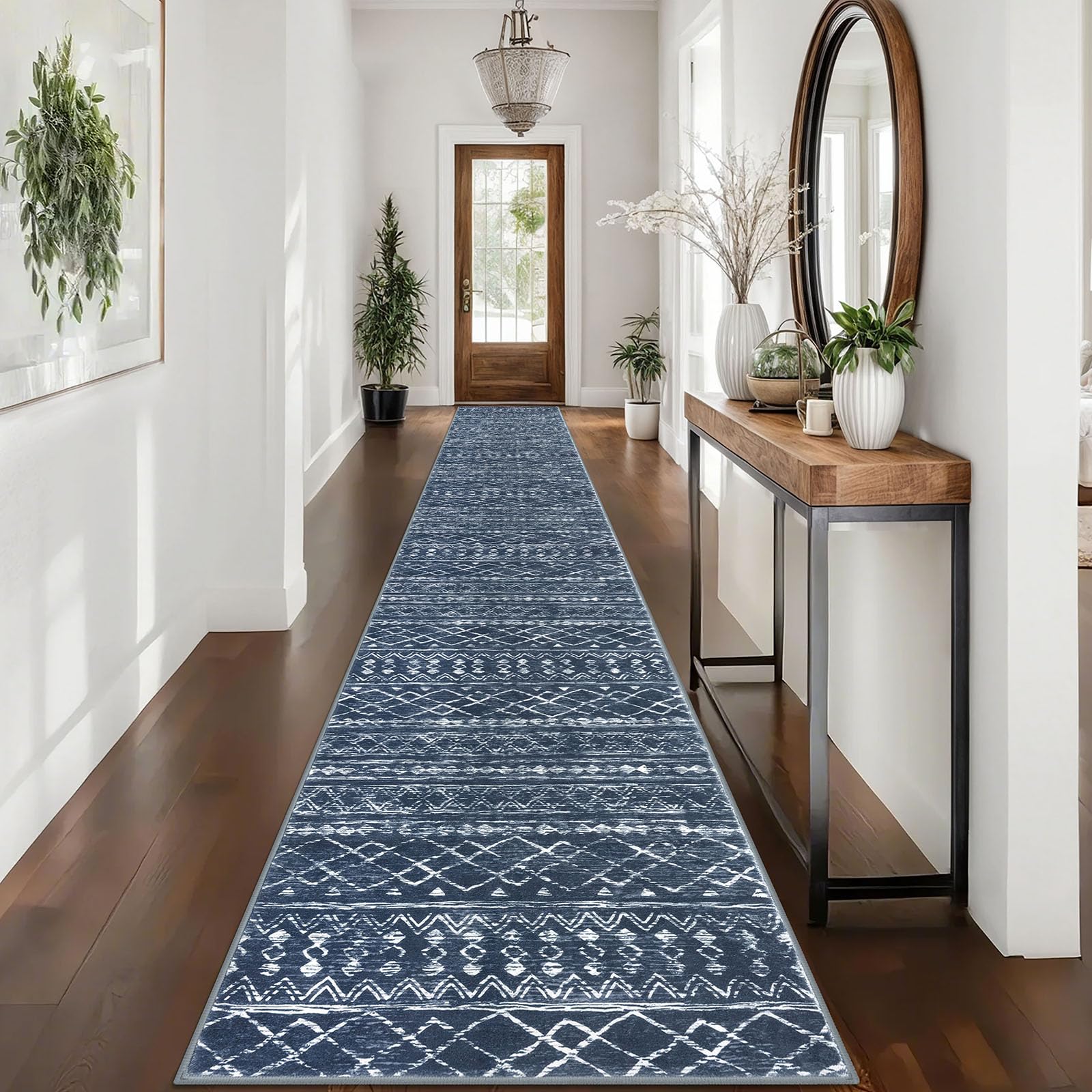 KUTA Washable Non-Slip Rugs for Entryway 2x3, Grey Moroccan Boho Small Area Rug, Ultra Soft Vintage Geometric Low-Pile Indoor Door Mat Floor Carpet for Indoor, Entrance, Kitchen, Bathroom, Bedroom